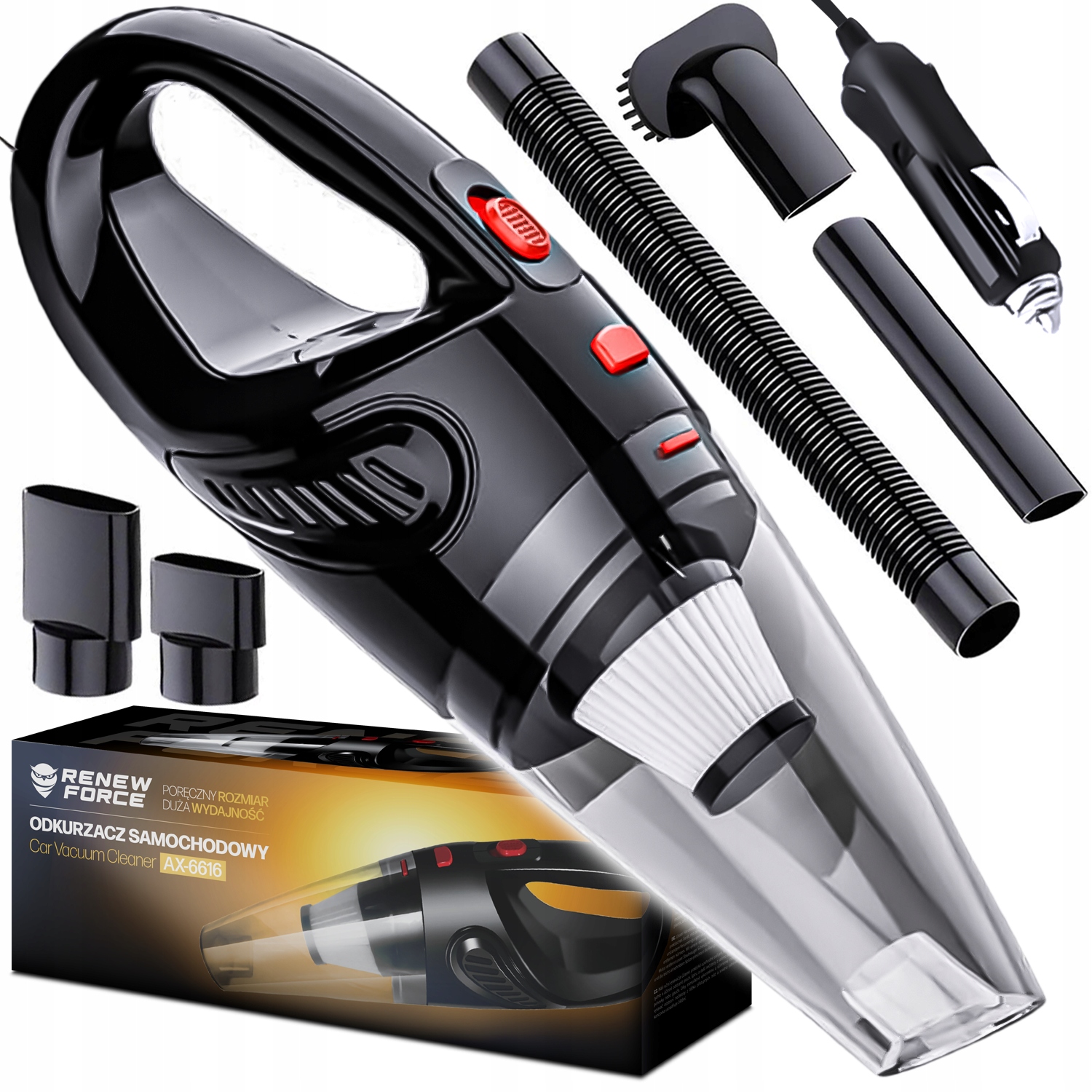 VÝKONNÝ ručný vysávač do auta 120 W Hepa filter + hroty + 3,5 m kábel